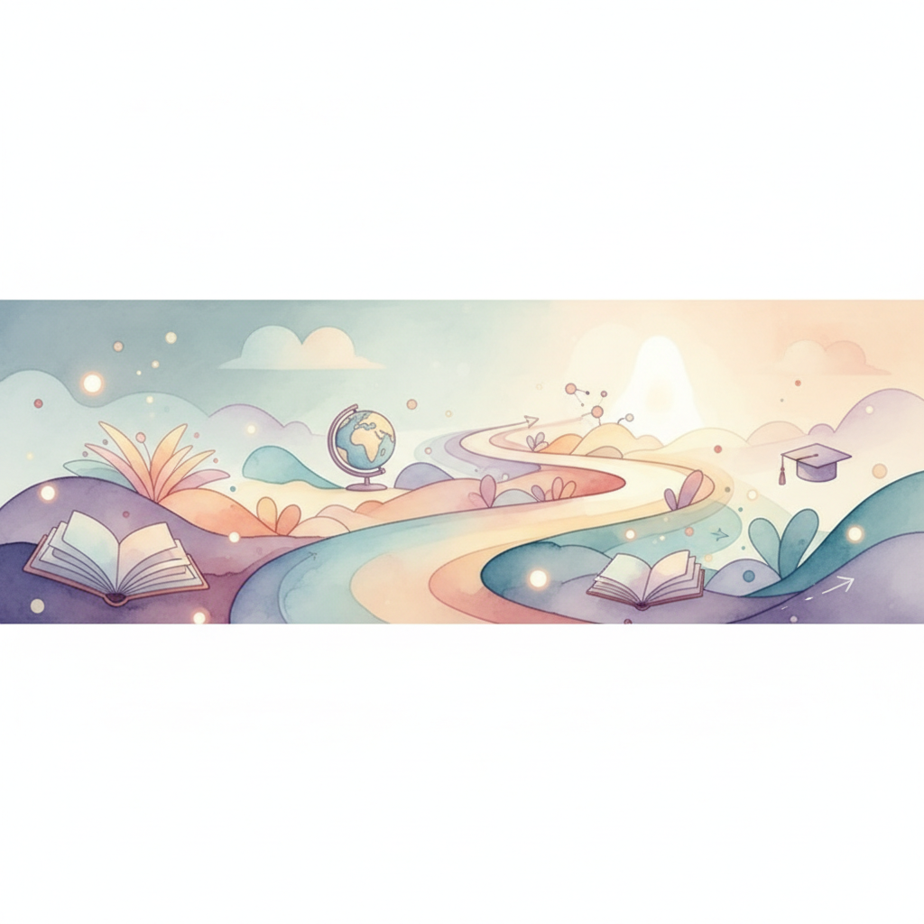 Winding educational path representing every student's unique learning journey